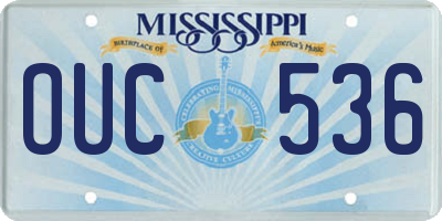MS license plate OUC536