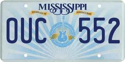 MS license plate OUC552