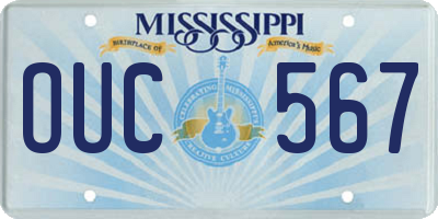 MS license plate OUC567