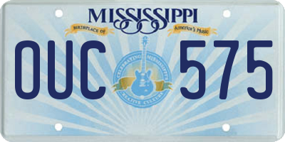 MS license plate OUC575