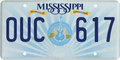 MS license plate OUC617