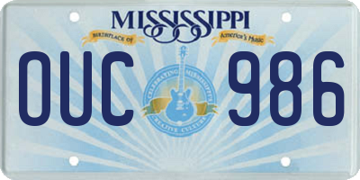 MS license plate OUC986