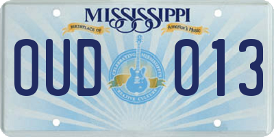 MS license plate OUD013