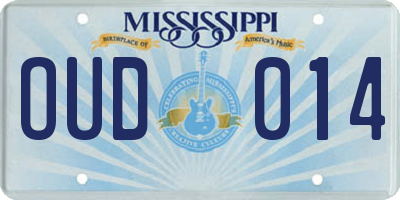 MS license plate OUD014