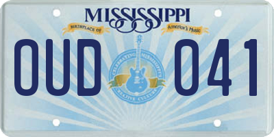 MS license plate OUD041