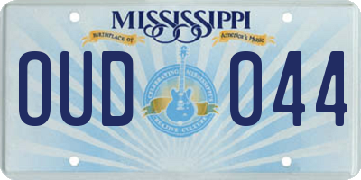 MS license plate OUD044