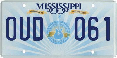 MS license plate OUD061