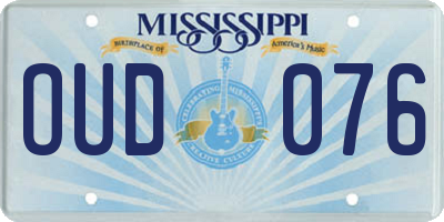 MS license plate OUD076