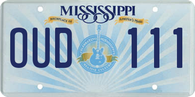 MS license plate OUD111