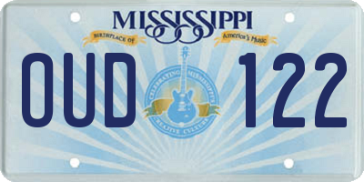 MS license plate OUD122