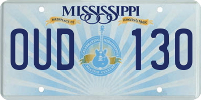 MS license plate OUD130