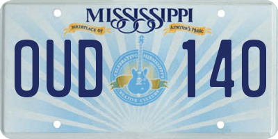 MS license plate OUD140