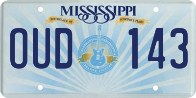 MS license plate OUD143