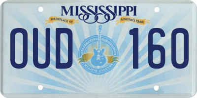 MS license plate OUD160