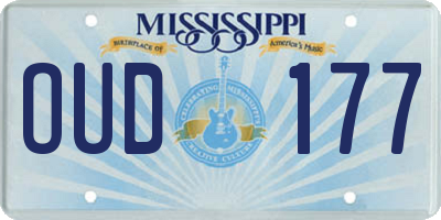 MS license plate OUD177