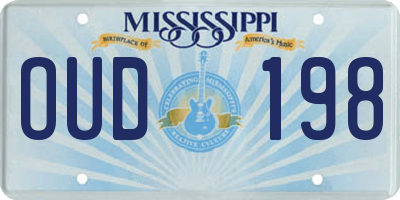 MS license plate OUD198