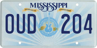 MS license plate OUD204