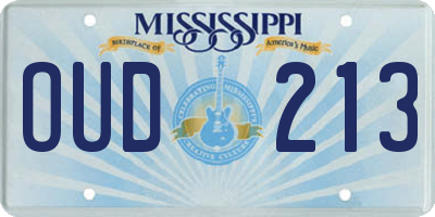 MS license plate OUD213