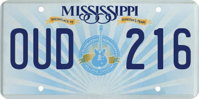 MS license plate OUD216