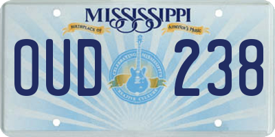 MS license plate OUD238