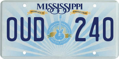 MS license plate OUD240