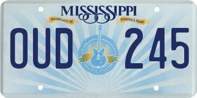 MS license plate OUD245