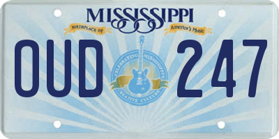 MS license plate OUD247