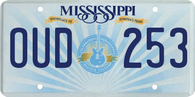 MS license plate OUD253