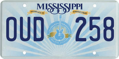 MS license plate OUD258