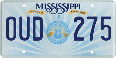 MS license plate OUD275