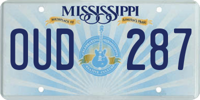 MS license plate OUD287