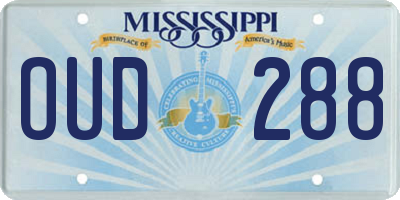 MS license plate OUD288