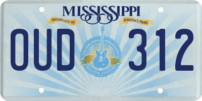 MS license plate OUD312