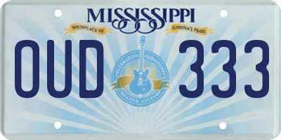 MS license plate OUD333