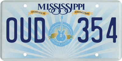 MS license plate OUD354