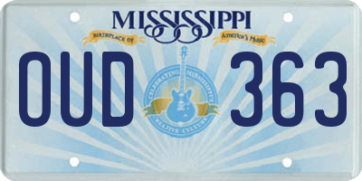 MS license plate OUD363