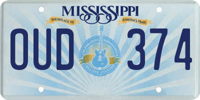 MS license plate OUD374