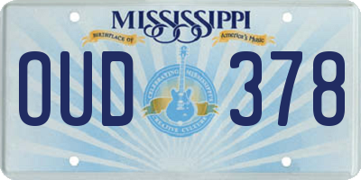 MS license plate OUD378