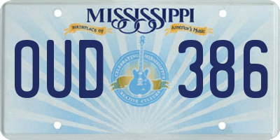 MS license plate OUD386