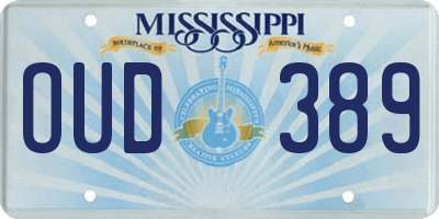 MS license plate OUD389