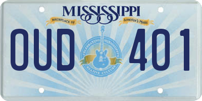 MS license plate OUD401