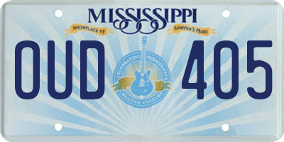 MS license plate OUD405