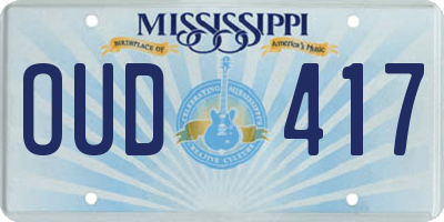 MS license plate OUD417