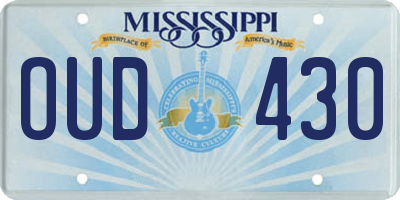 MS license plate OUD430