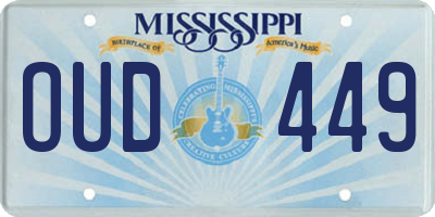 MS license plate OUD449