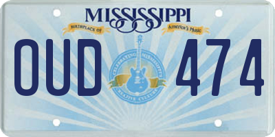 MS license plate OUD474