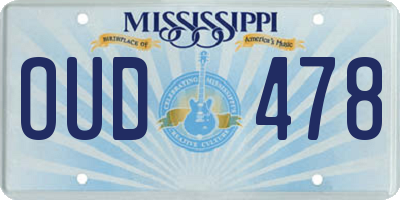 MS license plate OUD478