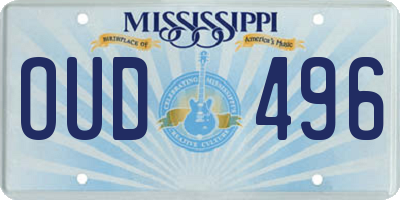 MS license plate OUD496