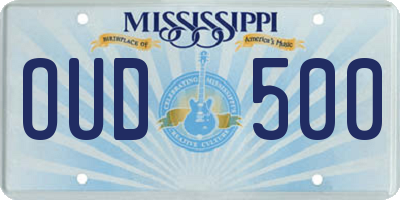 MS license plate OUD500