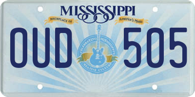 MS license plate OUD505